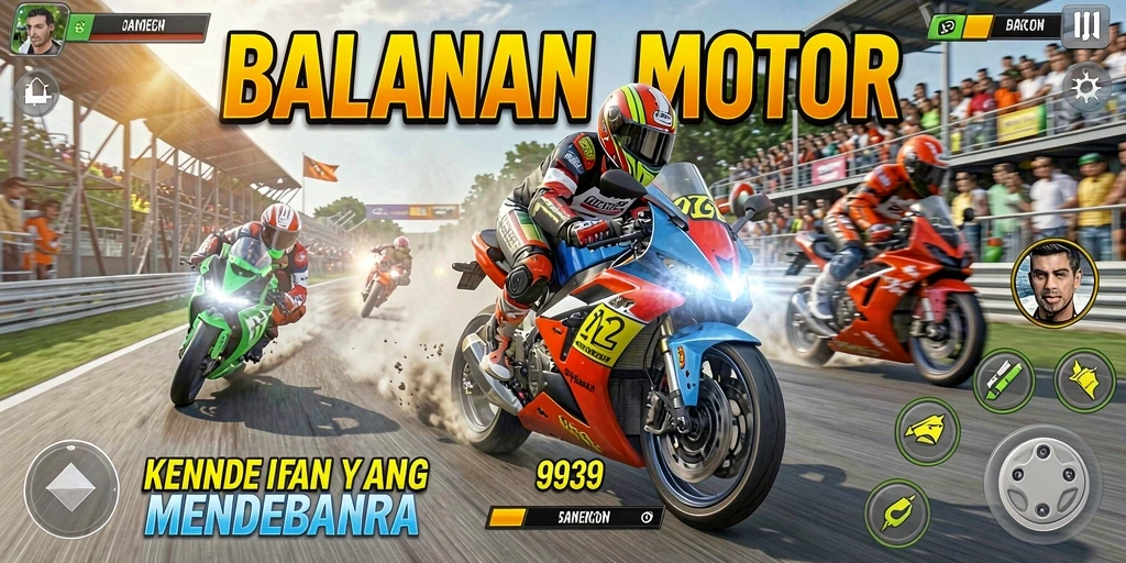 Tampilan gameplay yang mengagumkan dari balapan motor 9939.