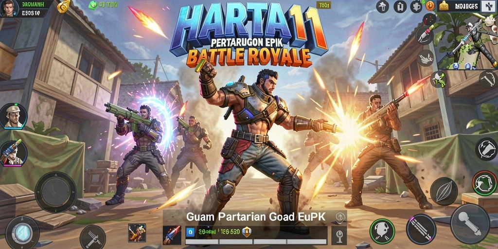 Tampilan gameplay HARTA11 yang intens dan mendebarkan dalam suasana Battle Royale.