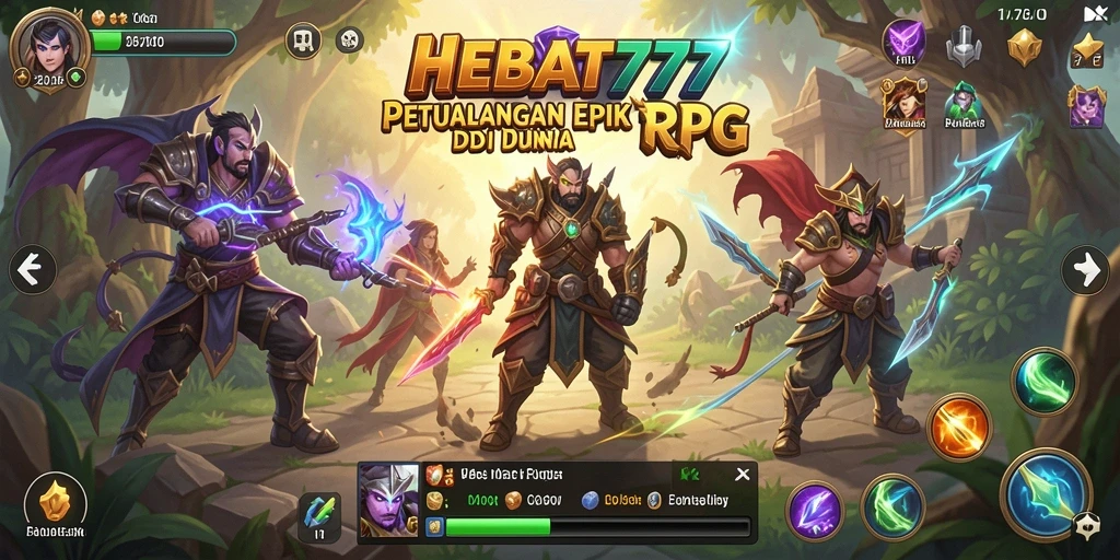 Tampilan gameplay HEBAT777 yang menampilkan pertempuran seru dalam dunia RPG.