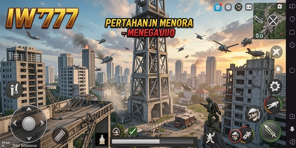 Tangkapan layar IW777 menampilkan aksi strategi Tower Defense yang mendebarkan.