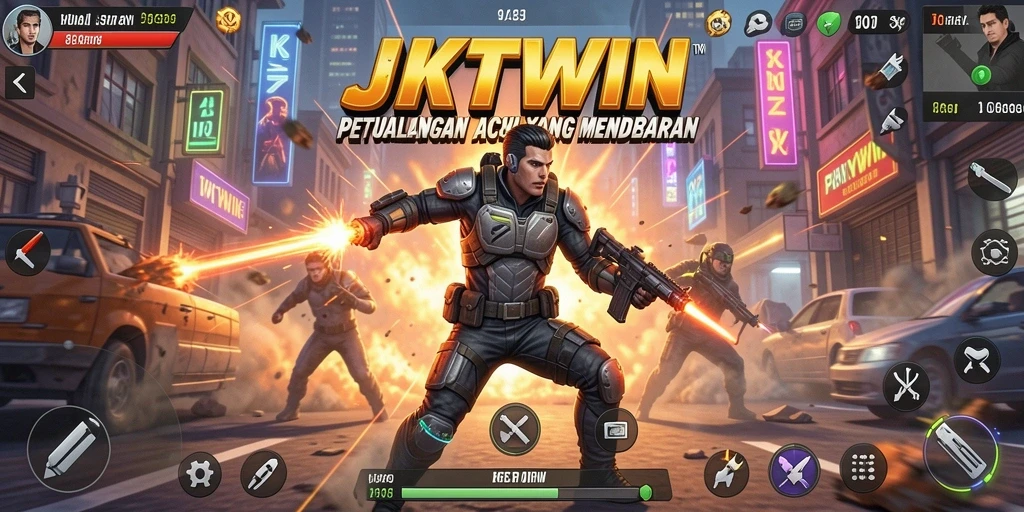 Screenshot gameplay JKTWIN menampilkan aksi seru dan karakter yang dinamis.