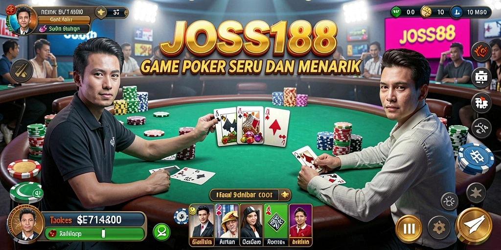 Tampilan screenshot JOSS188 yang menunjukkan aksi permainan Poker yang seru.