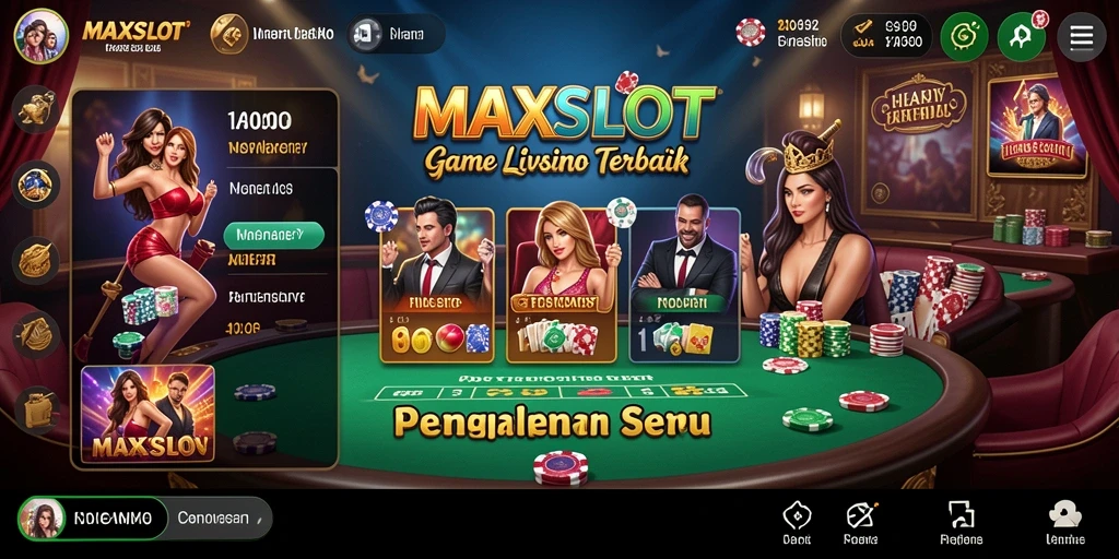 Tampilan menarik dari gameplay Live Casino MAXSLOT yang seru.