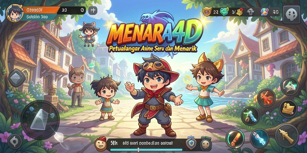 Tampilan seru dari gameplay MENARA4D dengan karakter Anime yang unik.