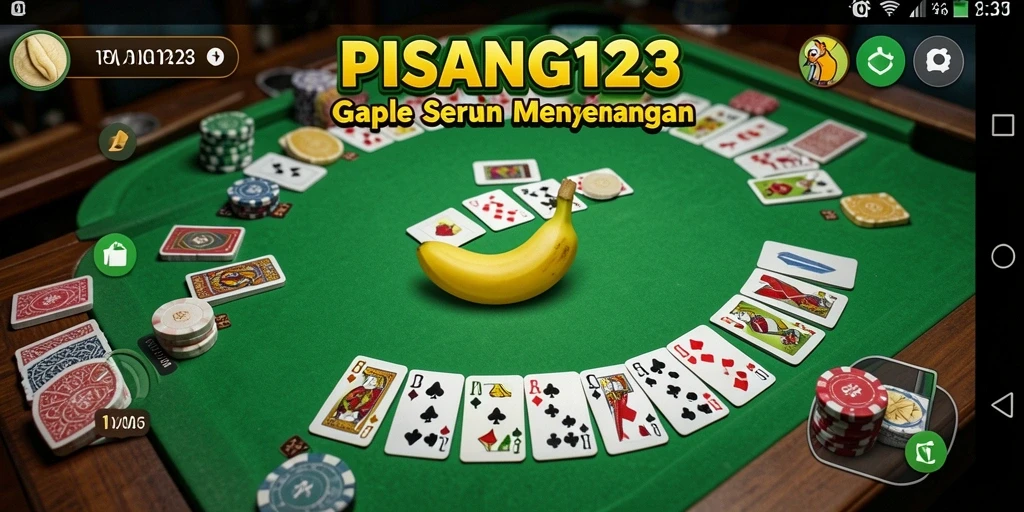 Screenshot PISANG123 menampilkan gameplay Gaple yang seru dan interaktif.