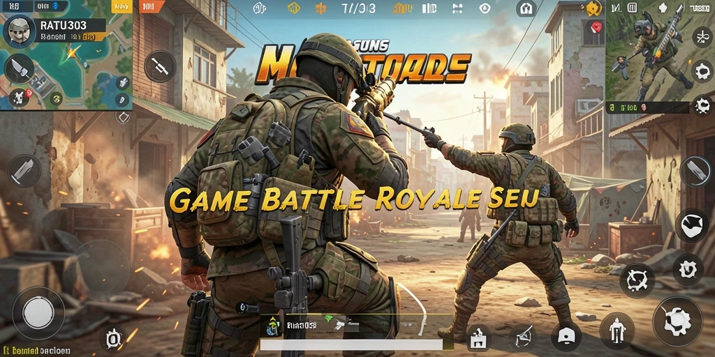 Tangkapan layar menunjukkan aksi intens gameplay Battle Royale.