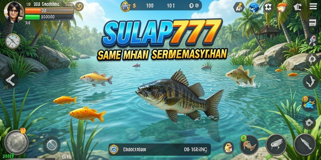 Tangkapan ikan besar dalam permainan SULAP777 di lokasi memancing yang indah.