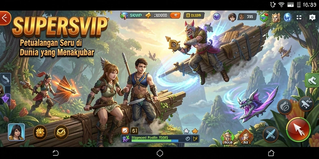 Tampilan gameplay menarik dari SUPERSVIP saat menjelajahi dunia petualangan.
