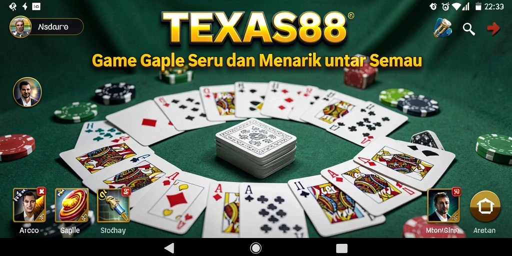 Tampilan gameplay seru TEXAS88 saat bermain Gaple.
