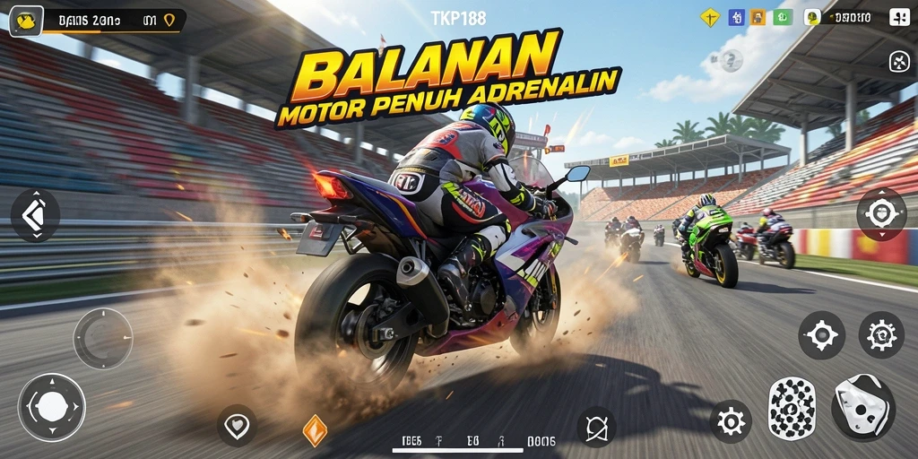 Gameplay TKP188 yang mendebarkan saat balapan motor.